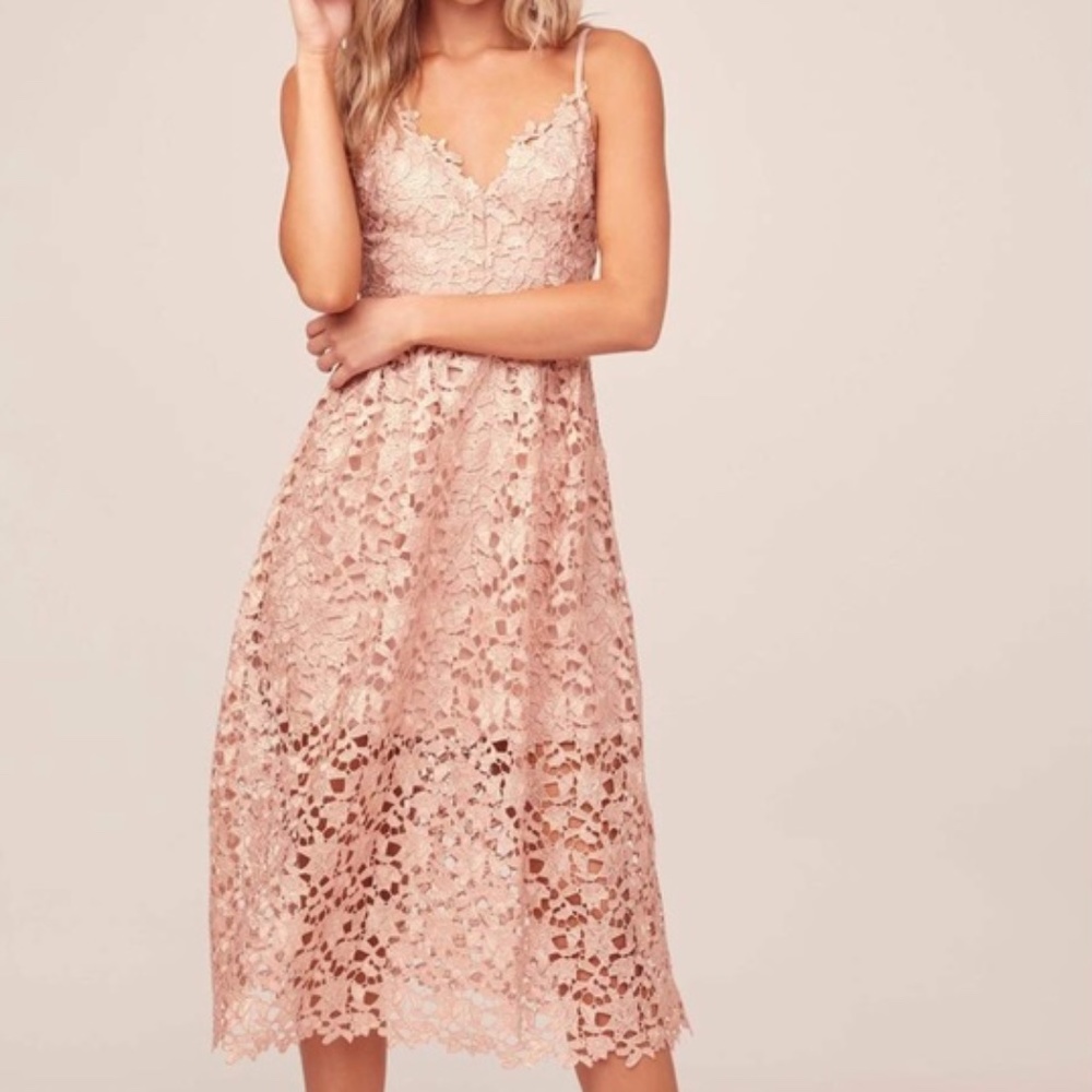ASTR the Label Lace Midi Dress Rose Gold